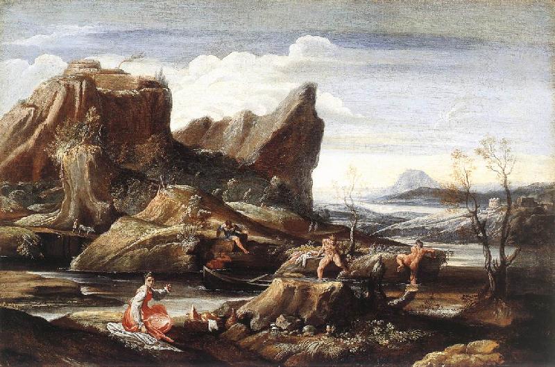 CARRACCI, Antonio Landscape with Bathers dfg